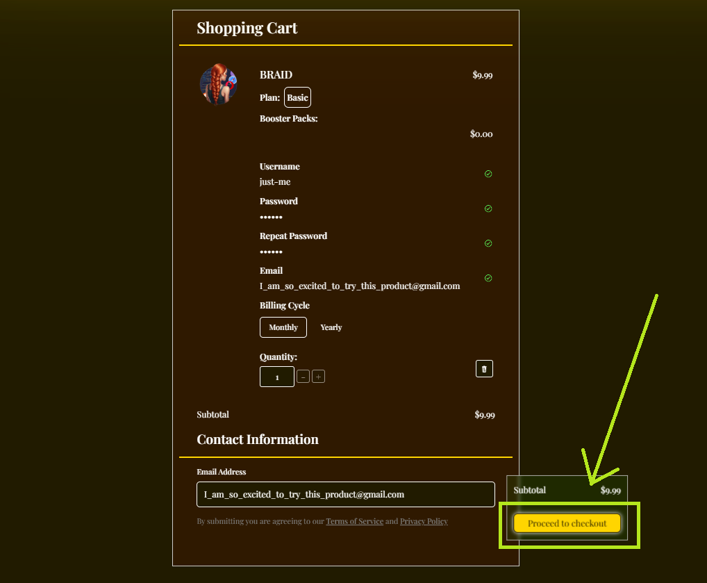 Fill Out Checkout Form
